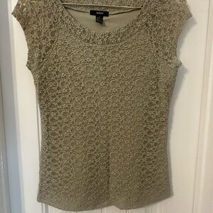 Alfani Tan Fitted Cap Sleeve Embellished Blouse